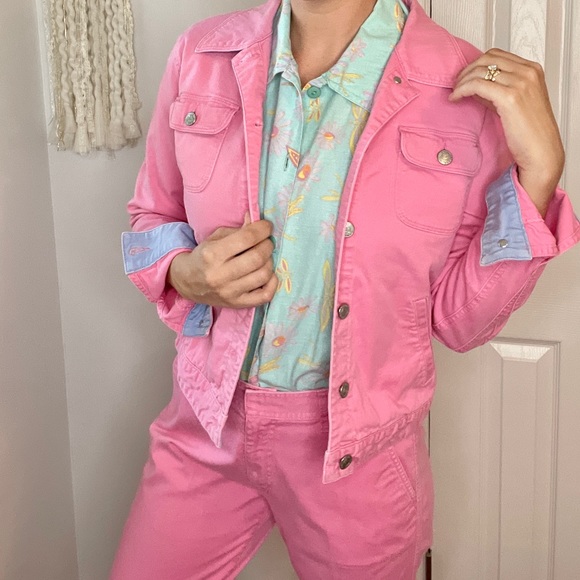 Medium Polo Jeans Co Denim Jacket And Capris Pink Vintage